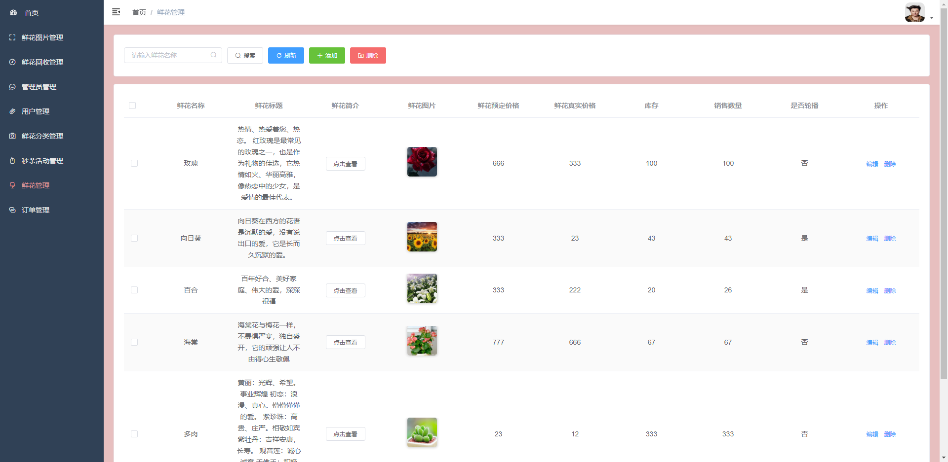 鲜花信息管理